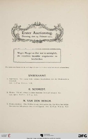 Erster Auctionstag. Dienstag, den 24. Februar 1903 (Nr. 1-128a)