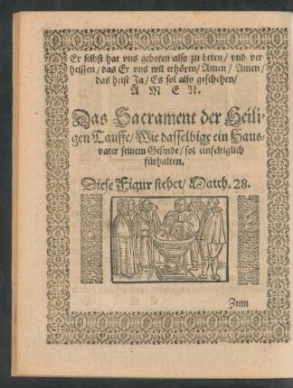 Das Sacrament der Heiligen Tauffe ...