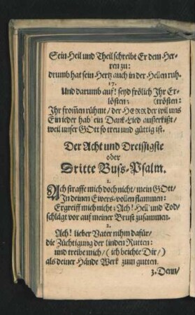 Der Acht und Dreissigste oder Dritte Buss-Psalm.