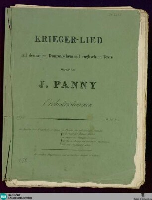 Krieger-Lied : mit deutschem, französischem und englischem Texte; op. 26
