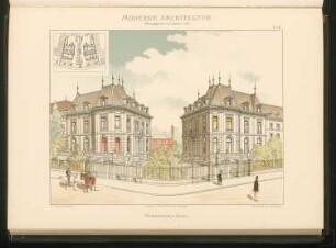 Wohnhäuser, Basel: Perspektivische Ansicht (aus: Moderne Architektur, hrsg. Lambert & Stahl, Stuttgart 1891)