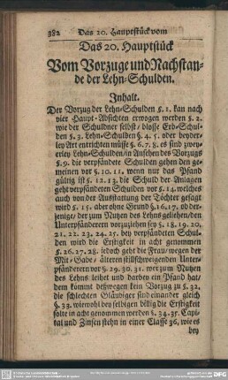 Das 20. Hauptstück. Vom Vorzuge und Nachstande der Lehn-Schulden