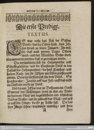Die erste Predigt : erste Predigt