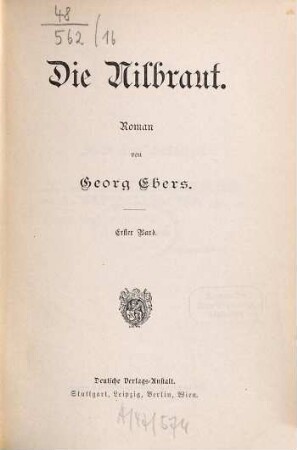 Gesammelte Werke, 16. Die Nilbraut ; 1 : Roman