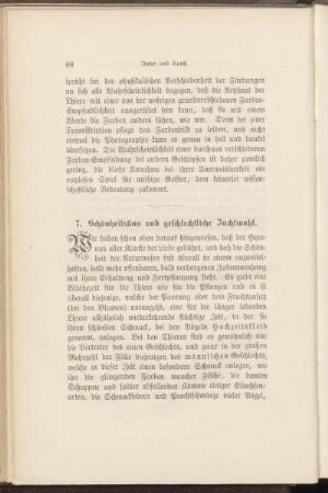 7. Schönheitssinn und geschlechtliche Zuchtwahl.