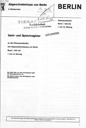 Sach- und Sprechregister