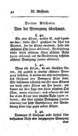 Dritter Abschnitt: Von der Bewegung überhaupt