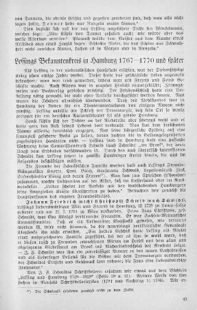 Lessings Bekanntenkreis in Hamburg 1767 - 1770 und später