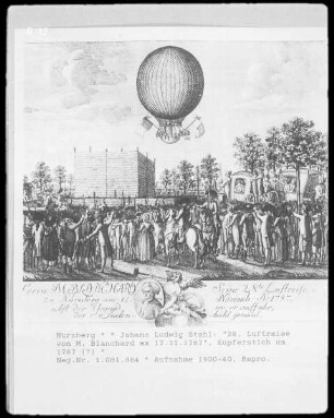 Nürnberg, 28. Luftreise von M. Blanchard am 12.11.1787