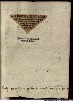 Ain sermon von der peicht, ob sie Gott gebotten hab