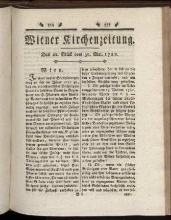 Das 22. Stück vom 30. Mai. 1788.