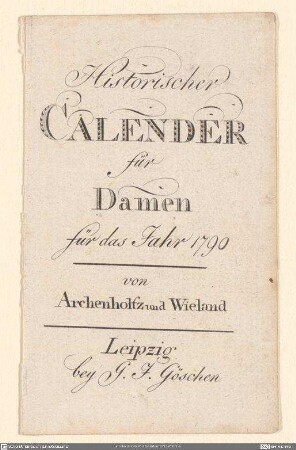 Historischer Calender für Damen für das Jahr 1790
