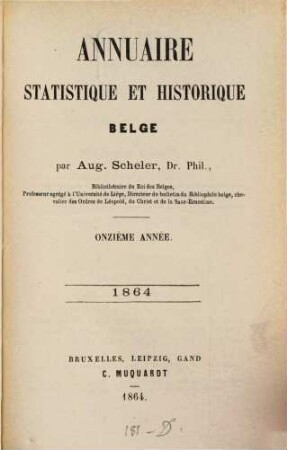 Annuaire statistique et historique Belge, 11