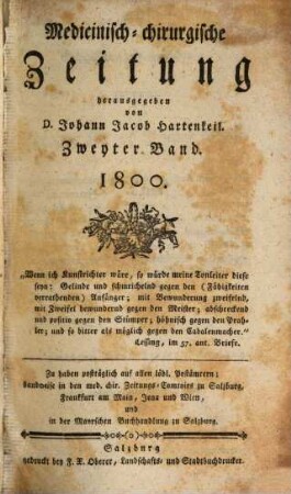 Medicinisch-chirurgische Zeitung. 1800, 2