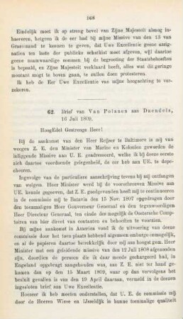62. Brief van Van Polanen aan Daendels, 16 Juli 1809