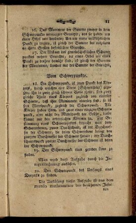 Vom Schwerpunkte.