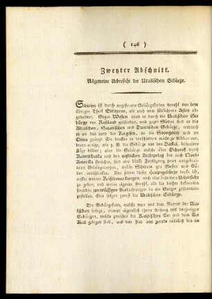 Zweyter Abschnitt. Allgemeine Uebersicht der Uralischen Gebürge.
