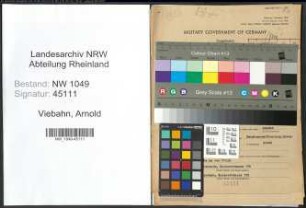 Entnazifizierung Arnold Viebahn , geb. 18.01.1910 (Angestellter)