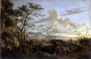 Südliche Landschaft mit Hirten und Schafherde
