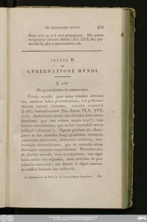 Sectio II. De Gubernatione Mundi.