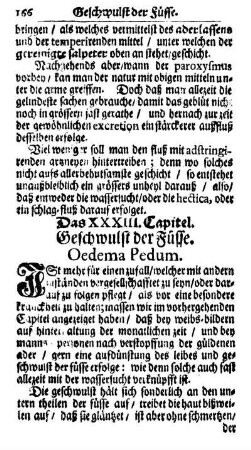 Das XXXIII. Capitel. Geschwulst der Füsse. Oedema Pedum.
