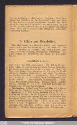 B. Städte und Ortschaften.