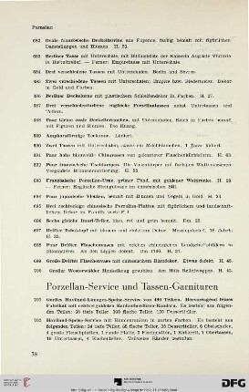 Porzellan-Service und Tassen-Garnituren (Nr. 701-718)