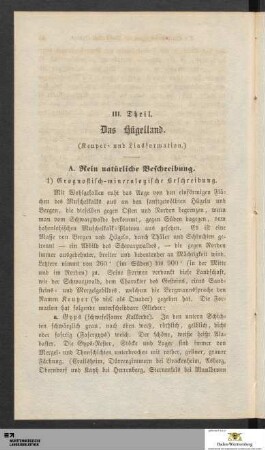 III. Theil. Das Hügelland