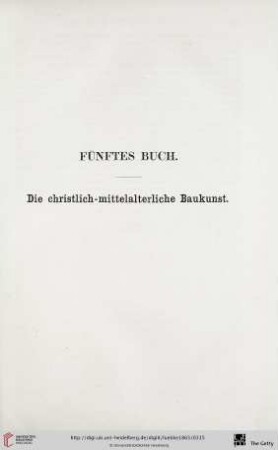 Fünftes Buch: Die christlich- mittelalterliche Baukunst