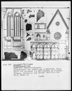 Grundrißdetails und Aufrisse der Liebfrauenkirche in Arnstadt