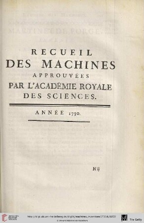 Recueil des Machines Année 1730