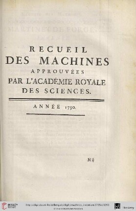 Recueil des Machines Année 1730