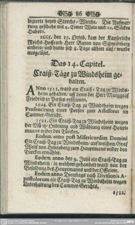Das 14. Capitel. Craiß-Täge zu Windsheimb gehalten
