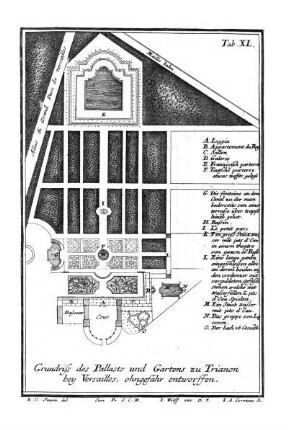 Tab. XL. - Grundriss des Pallasts und Gartens zu Trianon bey Versailles, ohngefähr entworffen.