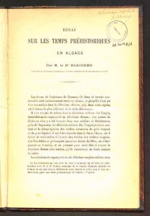 Essai sur les temps préhistoriques en Alsace