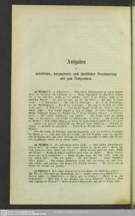 Aufgaben zur mündlichen, vorzugsweise auch schriftlichen Beantwortung und zum Nachzeichnen