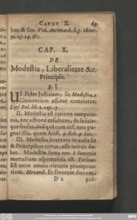 Cap. X. De Modestia, Liberalitate [et]c. Principis.