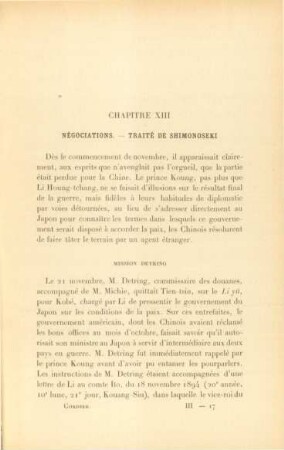 Chapitre XIII. Négociations. - Traité de Shimonoseki