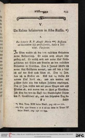 V. De Rebus Iesuitarum in Alba Ruffia