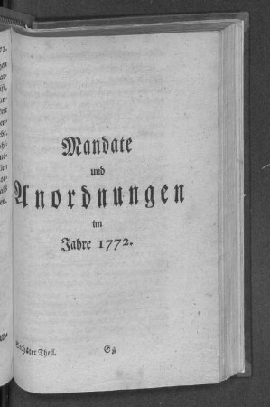 Mandate und Anordnungen im Jahre 1772.