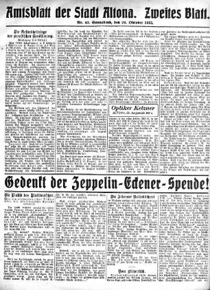 Nummer 43. Zweites Blatt. : Sonnabend, den 24. Oktober 1925