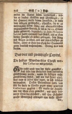 Das vier und zwantzigste Capitul. Die heilige Wundmahlen Christi werden Catharinæ mitgetheilet.