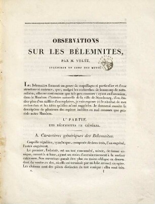 Observations sur les bélémnites : avec VIII planches