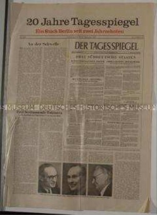 Sonderdruck mum 20jährigen Bestehen der Tageszeitung "Der Tagesspiegel"