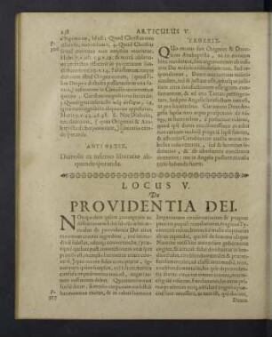 Locus V. De providentia Dei.