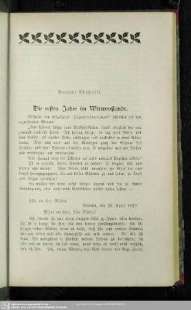 Neunter Abschnitt. Die ersten Jahre im Witwenstande
