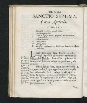 Sanctio Septima. Circa Apostolos.