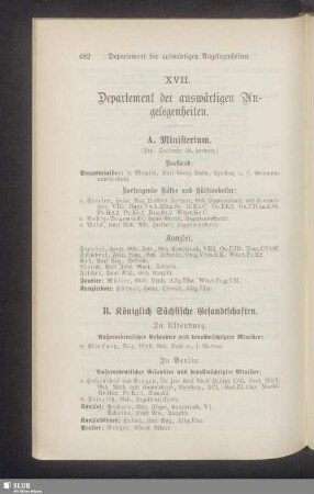 XVII. Departement der auswärtigen Angelegenheiten