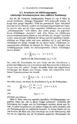 § 3. Invarianten bei Abbildungsgruppen, vollständiges Invariantensystem einer endlichen Punktmenge
