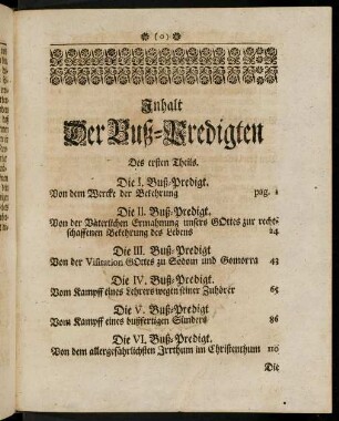 Inhalt. Der Buß-Predigten